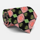 Cravate Coral rose vert et noir (Roulé)