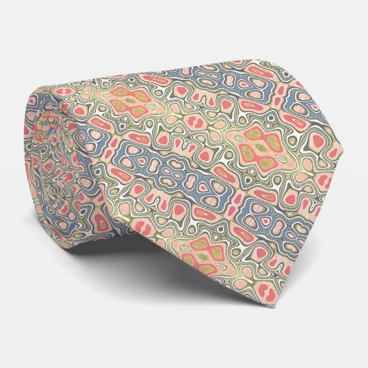 Cravate Coral Rouge Vert Pastel Bleu Nouveau Déco Motif (Roulé)