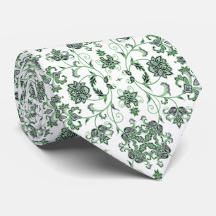 Cravate Corbata blanca con decoración verde