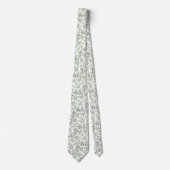 Cravate Corbata blanca elegante con hojas verdes (Devant)
