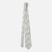 Cravate Corbata blanca elegante con hojas verdes (Dos)