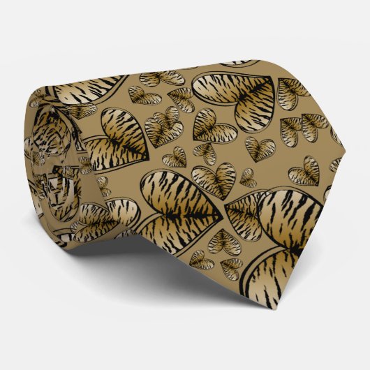Cravate Corbata con corazones de tigre (Roulé)