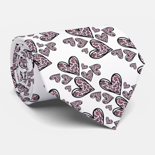Cravate Corbata de corazones con manchas de leopardo (Roulé)