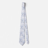 Cravate Corbata elegante blanco con corales y hojas azules (Devant)