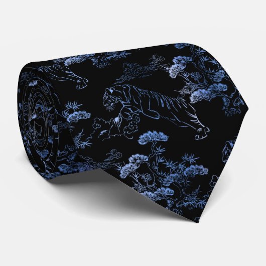 Cravate Corbata en estilo japonés con tigre azul (Roulé)