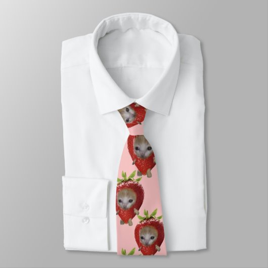 Cravate Corbata gato fresa mème gracioso (Attaché)
