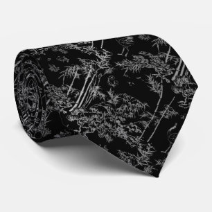 Cravate Corbata negra elegante con bambú gris