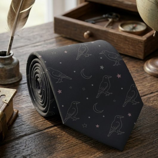 Cravate Corbeau céleste Dark Academia pour hommes