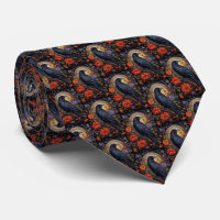 Corbeau noir avec fleurs Motif gothique
