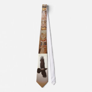 Cravate Corbeau volant & Totem Pole Spirituel Haida Artfor