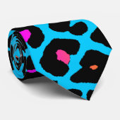 Cravate Corey Tiger 80s Retro Neon Empreinte de léopard Cr (Roulé)
