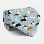 Cravate Corgi bleu Motif (Roulé)