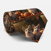 Cravate Corgi Puppy Automne Citrouille de plaisir (Roulé)