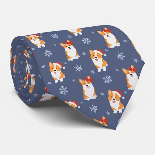 Cravate Corgis à Santa Hats et Snowflakes Motif (Roulé)