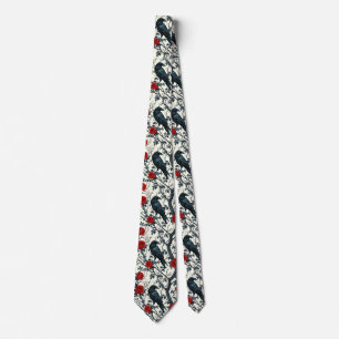 Cravate Corneille et roses rouges
