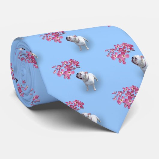 Cravate Cornouiller et bouledogue (Roulé)