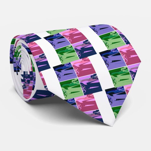 Cravate Corvettes d'art pop (Roulé)