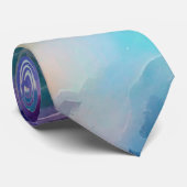 Cravate Cosmos Abstrait bleu, gris et violet (Roulé)