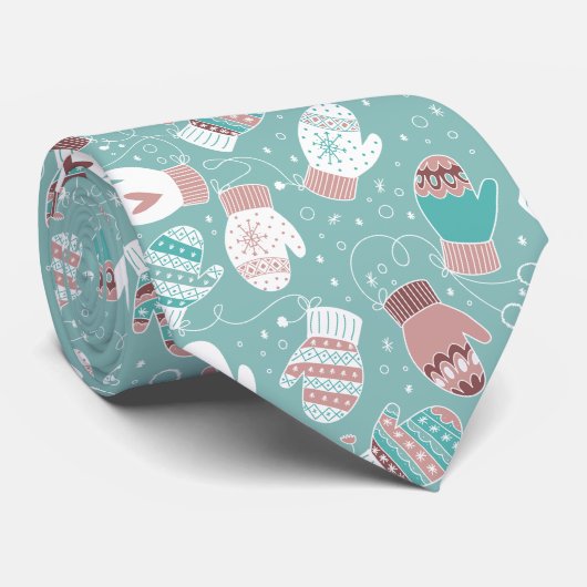 Cravate Cosy hiver Noël Mittens Motif à Mint (Roulé)
