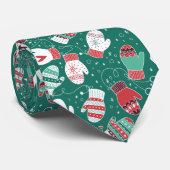 Cravate Cosy hiver Noël Mittens Motif en vert (Roulé)