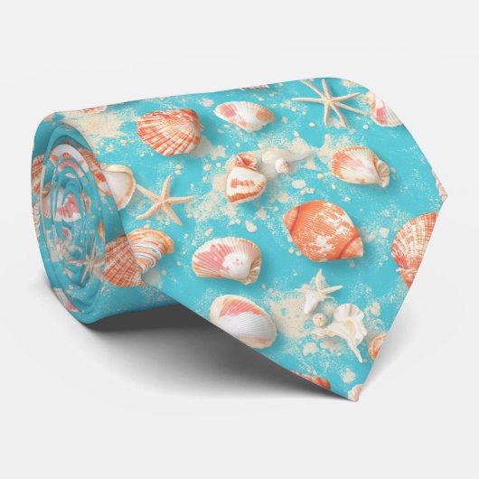 Cravate Côtière rustique - Coquillages, Starfish, Reef (11 (Roulé)