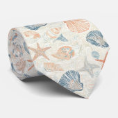 Cravate Côtière rustique - Coquillages, Starfish, Reef (25 (Roulé)