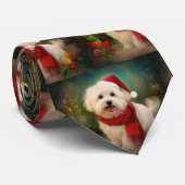 Cravate Coton De Tulear Chien dans la neige Noël (Roulé)