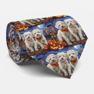 Cravate Coton De Tulear Halloween Éffrayant