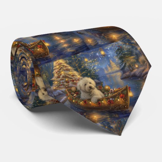 Cravate Coton De Tulear Noël Festive Voyage (Roulé)
