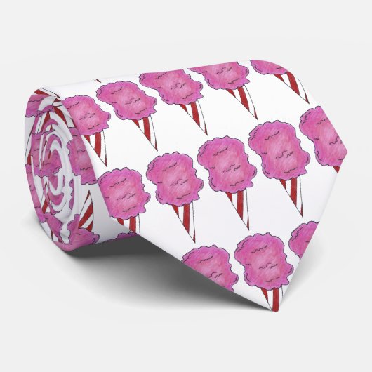 Cravate Coton rose bonbon Floss Spun Sugar Carnival Cravat (Roulé)