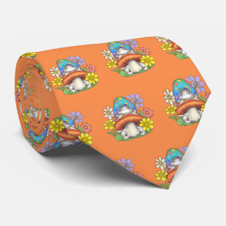 Cravate Cottage Core Frog Champignons Hippie