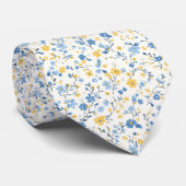 Cravate Cottagecore bleu jaune (Roulé)
