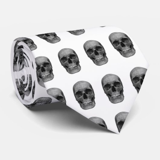 Cravate Cou crâne noir et blanc (Roulé)