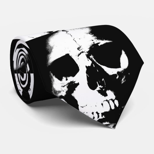 Cravate Cou crâne noir et blanc (Roulé)