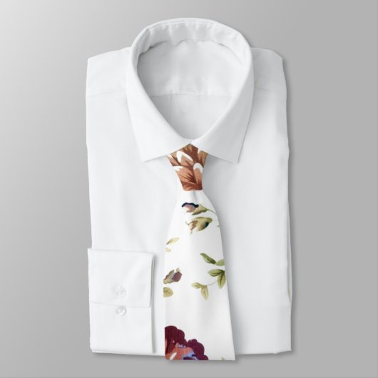 Cravate Cou Floral-Bourgogne |Cravate Mariage florale tend (Attaché)