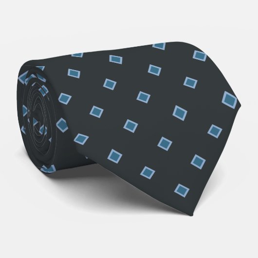 Cravate Cou Motif de Polka Polka Gris Bleu Charbon  (Roulé)