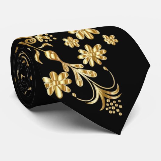 Cravate Cou noir et or (Roulé)