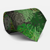 Cravate Cou vert feuille tropical (Roulé)