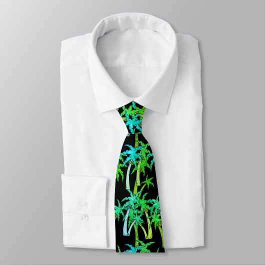 Cravate Cou vert feuille tropical (Attaché)