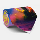 Cravate Coucher de soleil coloré dans le désert (Roulé)