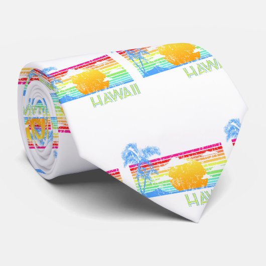 Cravate Coucher de soleil de Retro Beach Hawaii (Roulé)