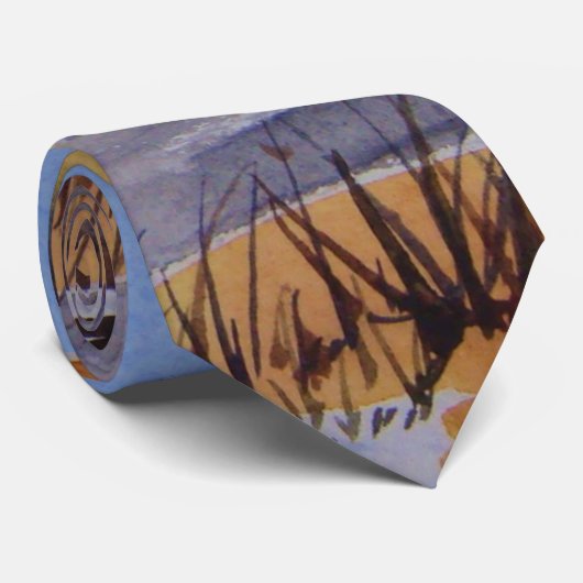 Cravate coucher de soleil d'hiver rustique en noir jaune e (Roulé)