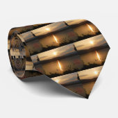 Cravate Coucher de soleil d'oies et de pêches (Roulé)