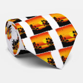 Cravate Coucher de soleil sur la plage (Roulé)