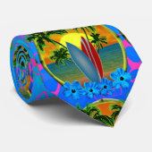 Cravate Coucher du soleil et planches de surf (Roulé)