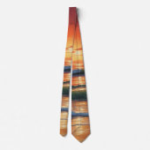 Cravate Coucher Rouge Océan Peinture de paysage marin (Dos)