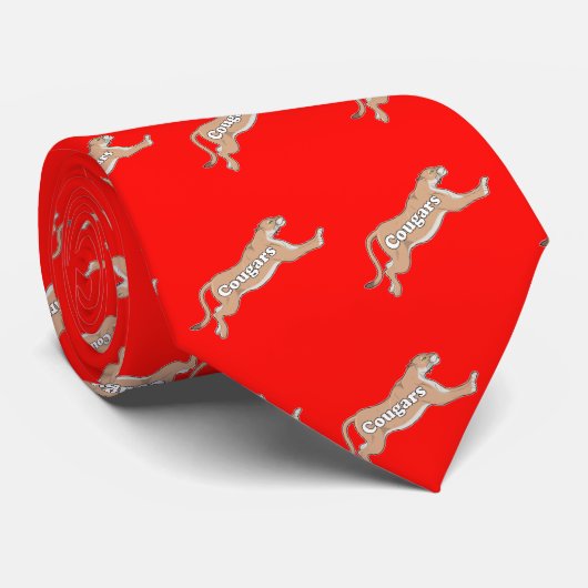 Cravate Cougar Team Mascot Football Basketball Baseball (Roulé)