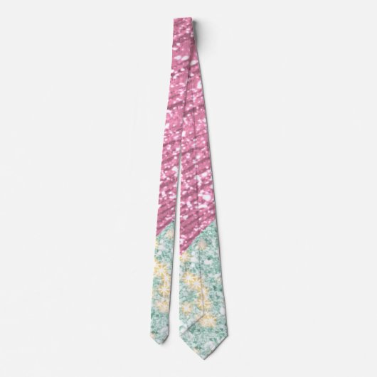 Cravate Couleur 2 tons parties scintillant rose et poudre  (Dos)