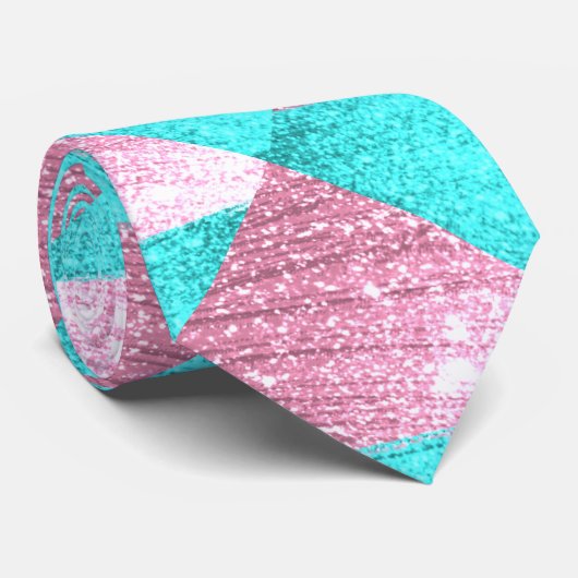 Cravate Couleur 2 tons parties scintillant rose et poudre (Roulé)