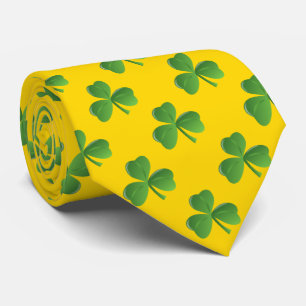 Cravate Couleur chanceuse d'or de shamrock de feuille de